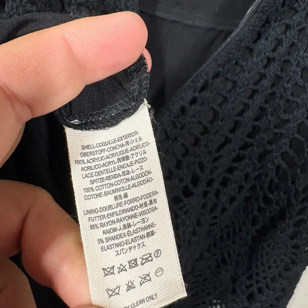 Free People Limited Edition 0 Little Debbie Crochet Dress Black Sleeveless - Picture 9 of 10